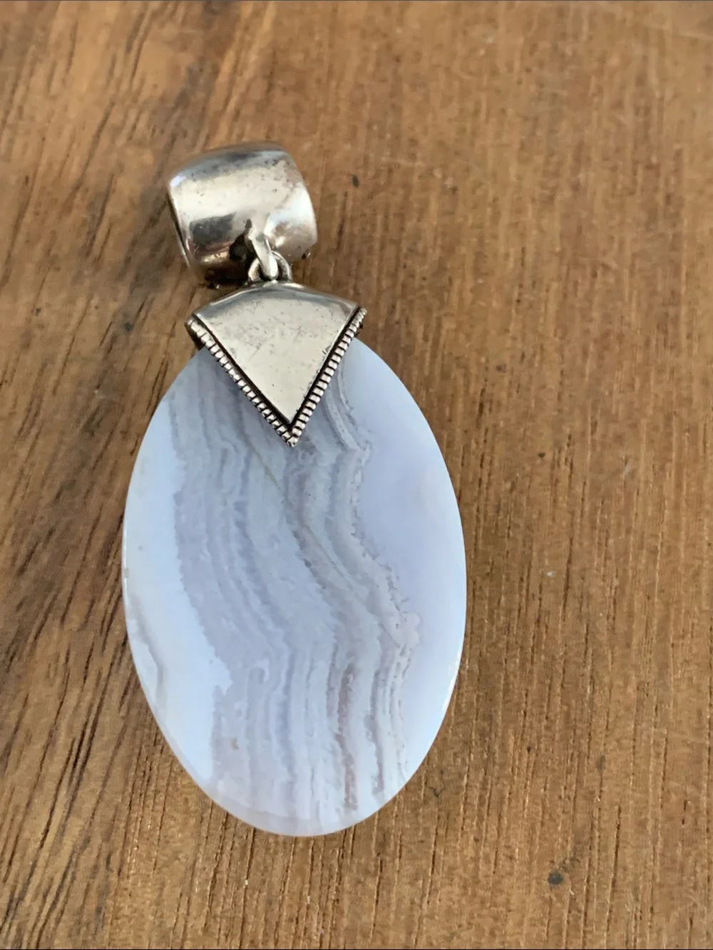925 Marcasite and Blue Lace Agate Pendant
